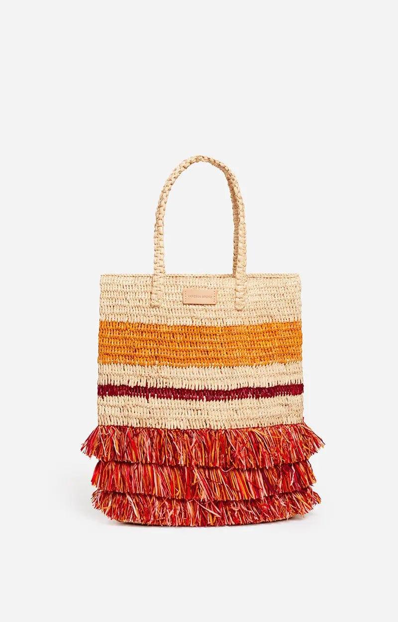 Handwoven Multicoloured Raffia Basket Bag – Summer Tote with Braided Handles - My Store