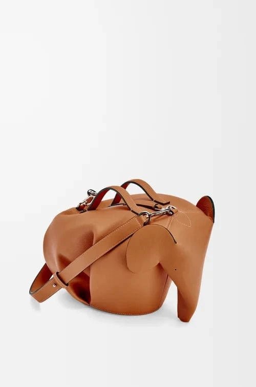 Large Elephant Shoulder Bag – Handmade Calfskin Leather – Tan Brown - My Store