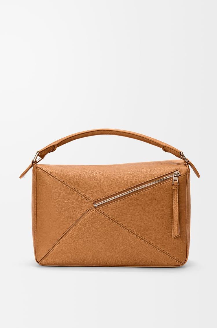 Large Geometric Leather Shoulder Bag – Light Canyon Brown Convertible Crossbody with Adjustable Strap - My Store