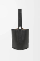 Large Black Bucket Bag with Adjustable Strap and Suede Lining - My Store