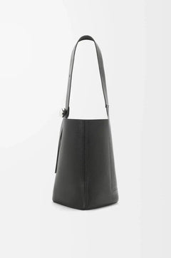 Large Black Bucket Bag with Adjustable Strap and Suede Lining - My Store