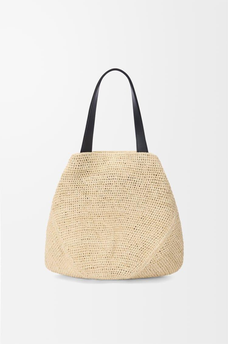 Medium Raffia Shopper Bag with Buckle – Natural Color, Soft Folding Design - My Store