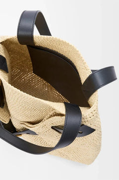 Medium Raffia Shopper Bag with Buckle – Natural Color, Soft Folding Design - My Store